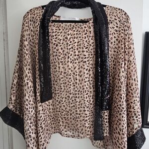 Leopard Print Blouse with Black Accents